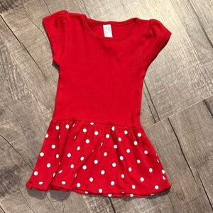 5/$15 Rabbit Skins Vibrant Red Baby Polka Dots dress size 6 months